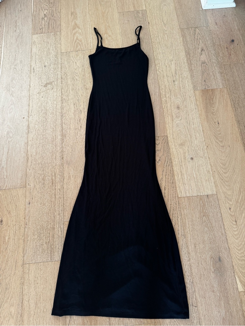 SKIMS Black Slip Maxi Dress with Slim Straps